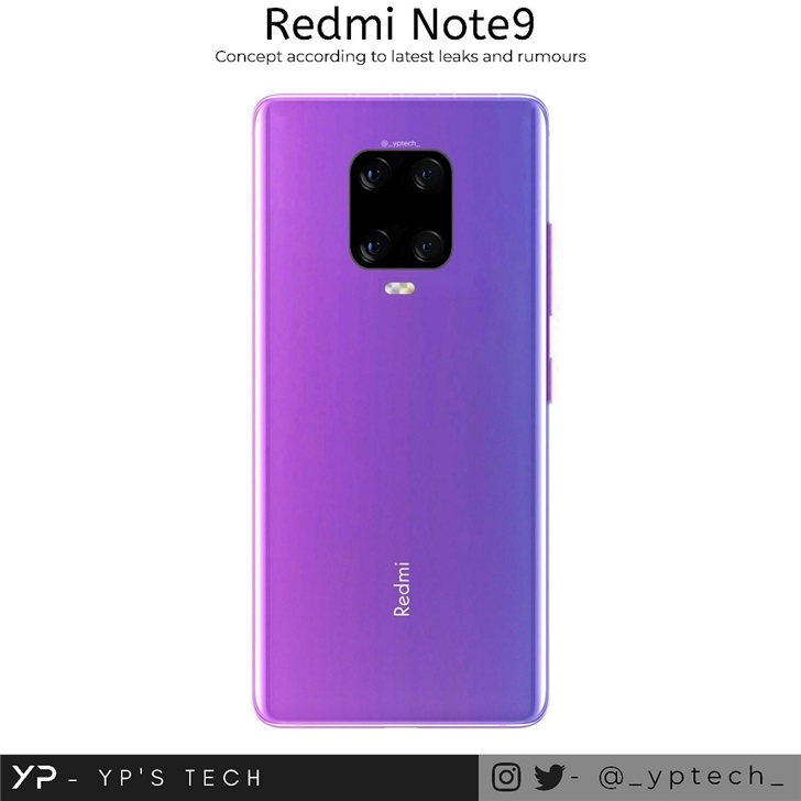 Redmi Note 9渲染图曝光：浴霸式后置四摄 将在印度发布