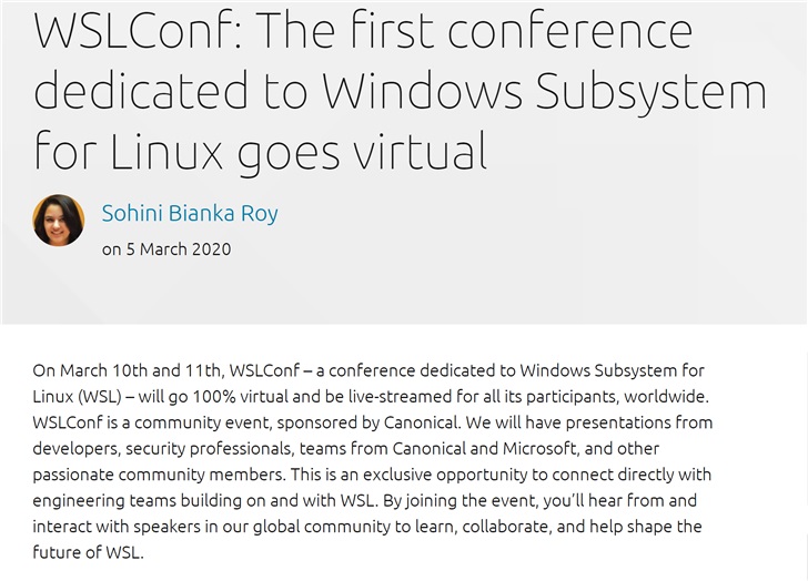 首场微软Linux会议WSLConf将在线上举行 面向所有人开放