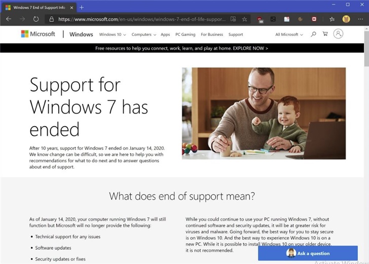 微软宣布明年新Edge浏览器不再支持Win7系统