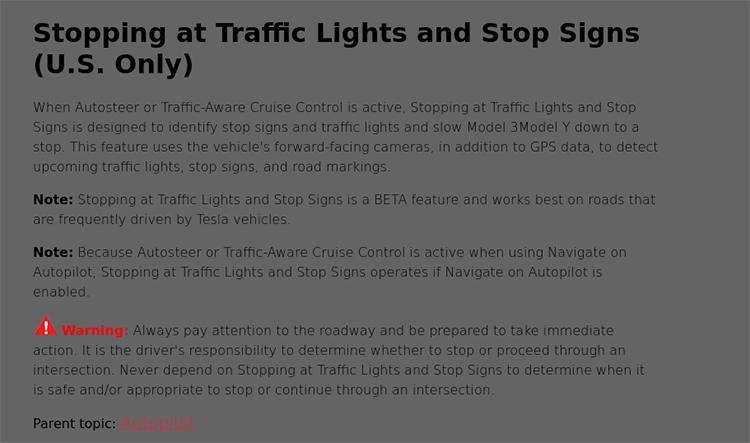 特斯拉自动辅助驾驶功能更新：可以识别红绿灯了