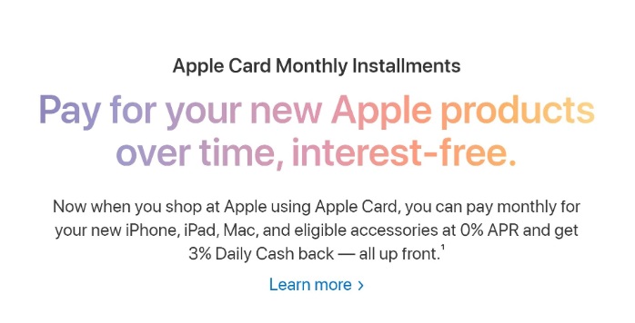 苹果正式启动Apple Card无息分期付款新支持 