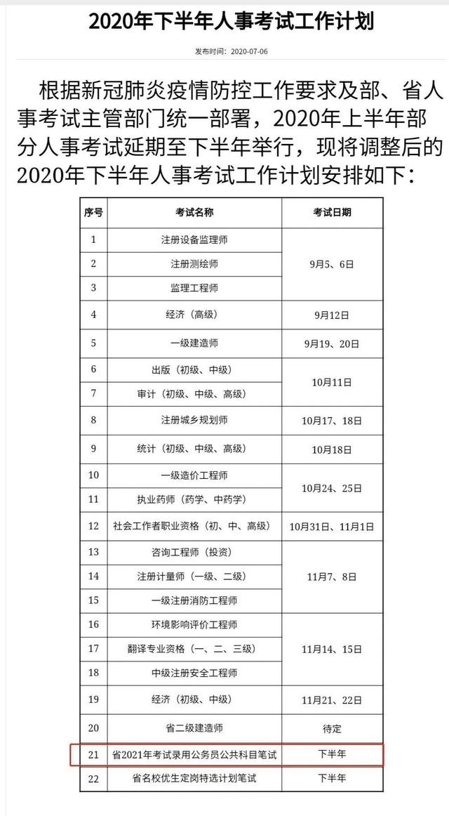 最新消息 2021年江苏省公务员考试报名时间出炉