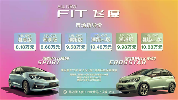 广汽本田全新第四代飞度正式上市：提供两种外观 售价区间8.18-10.88万元